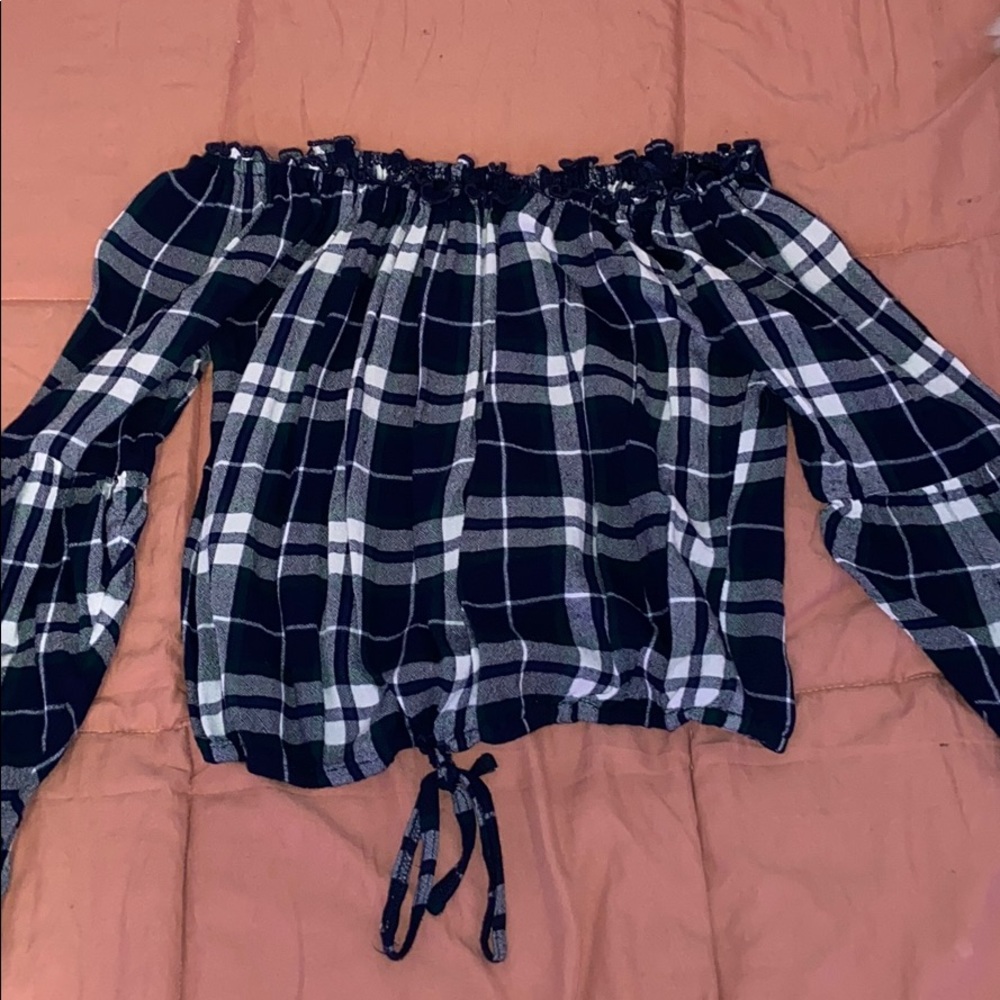 off the shoulder long sleeve shirt